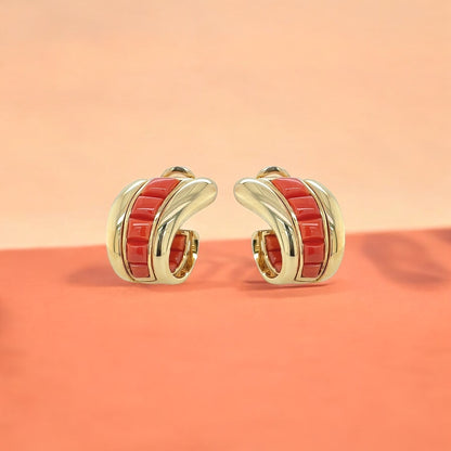 Verdura Coral Gold Earrings