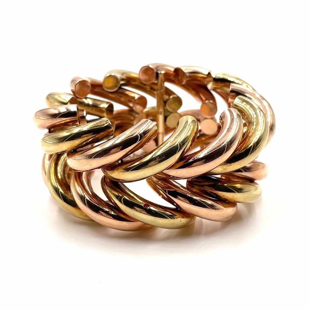 1940s Bold Yellow Rose Gold Link Bracelet