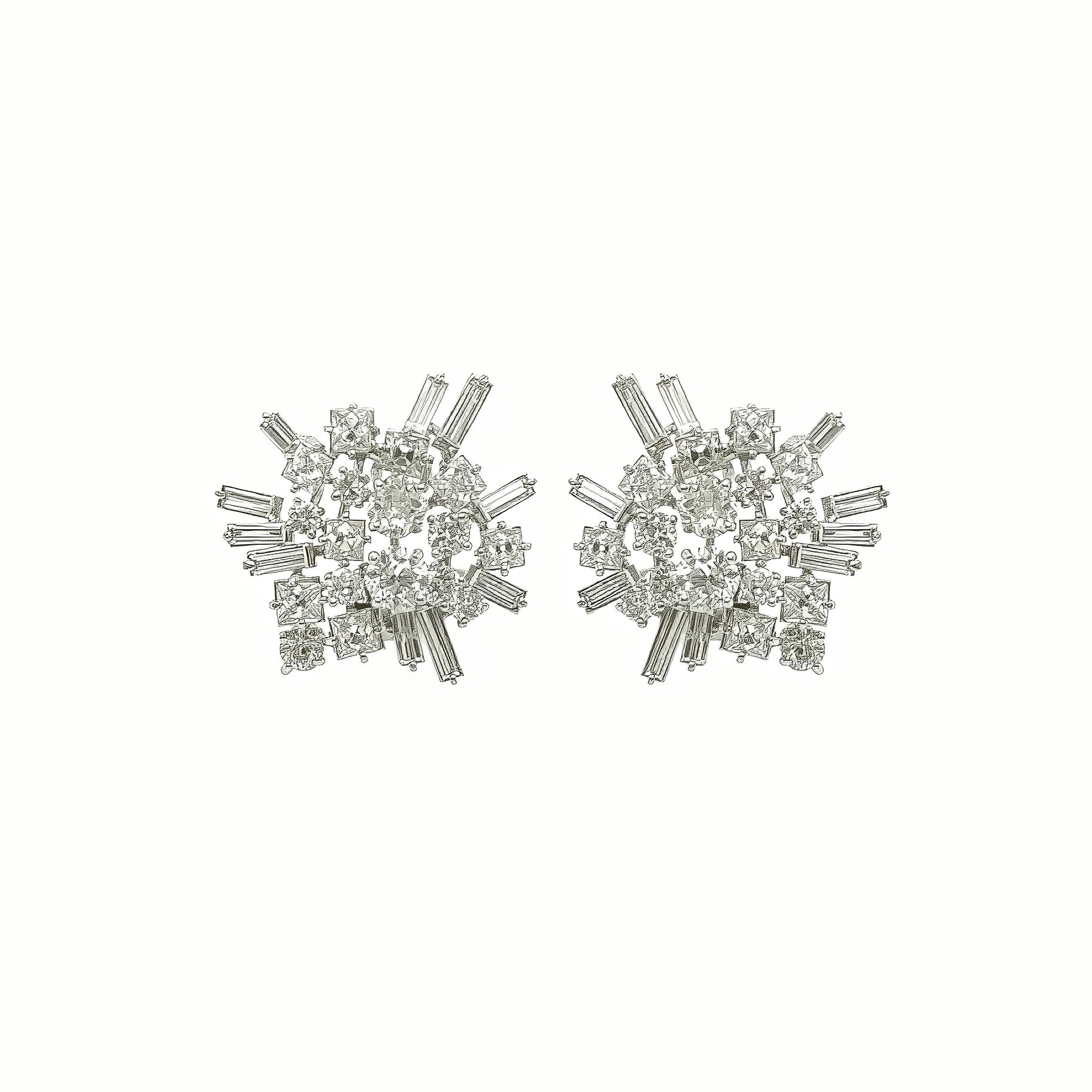 1950s French Diamond Cluster Spray Earrings