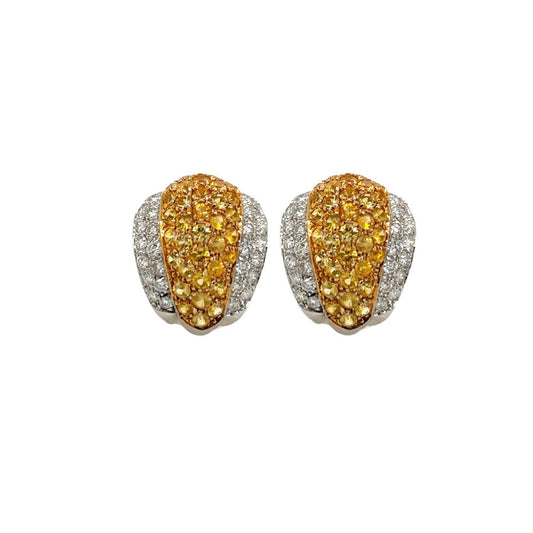 Yellow Sapphire Diamond Bombe Earrings