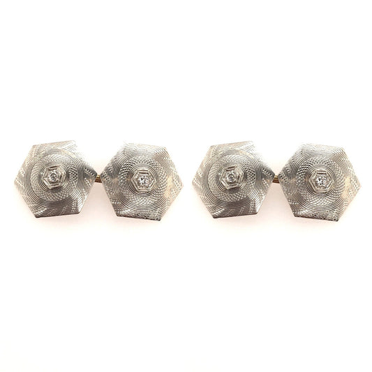 1920s Hexagonal Platinum Cufflinks