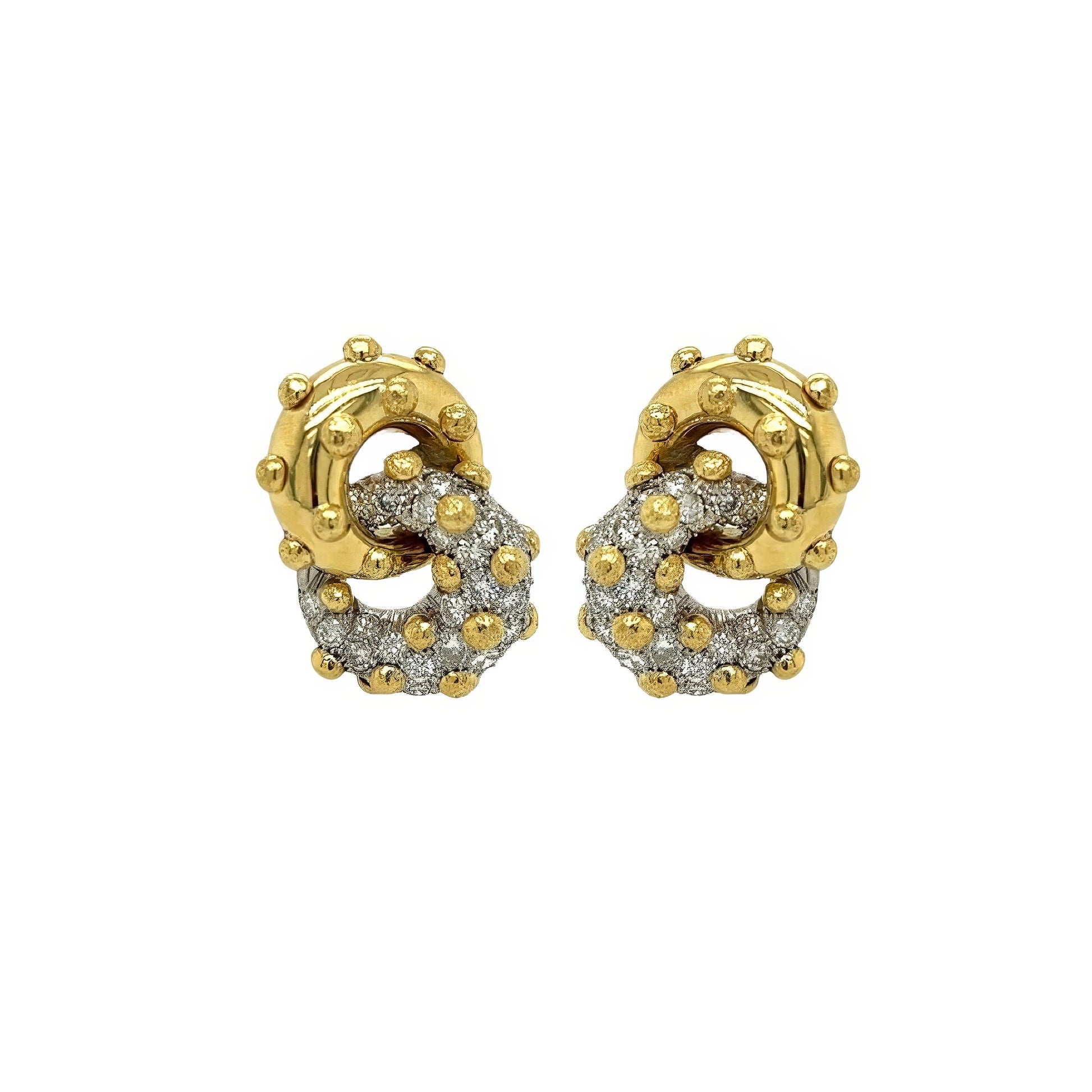 Gold Diamond Interlocking Circle Earrings