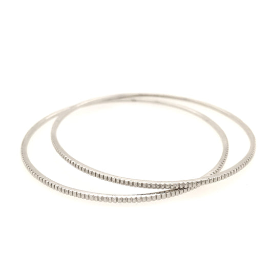 Pair Textured White Gold Bracelets