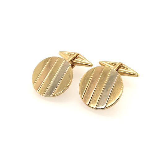 Tri-colored Gold Disc Cufflinks