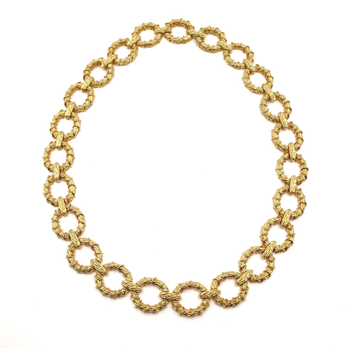 Gold Textured Oval Link Necklace