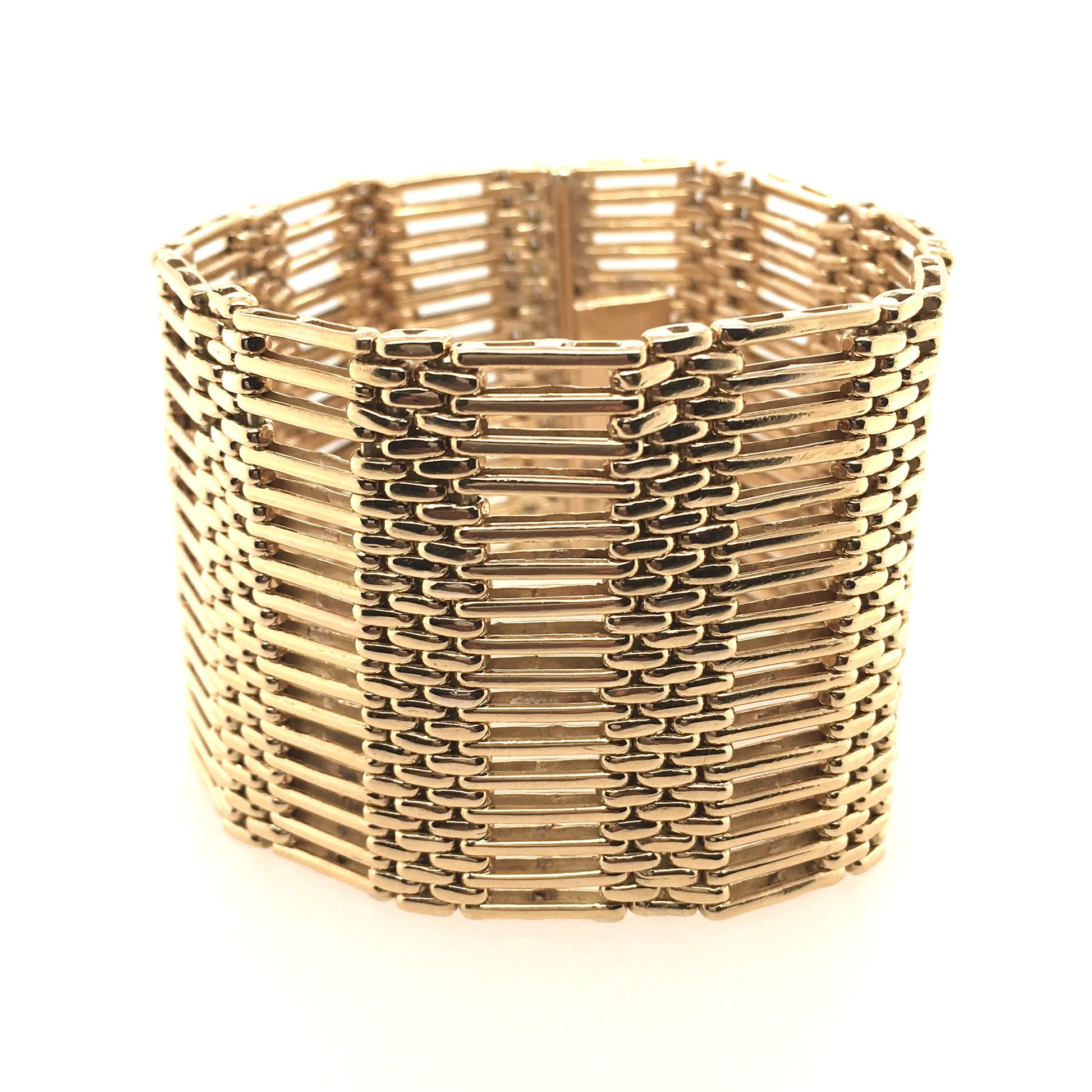 Wide Woven Gold Bracelet