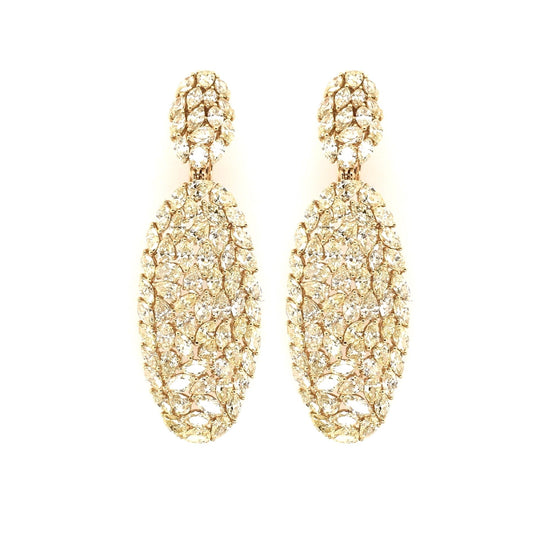 Yellow Diamond Oval Hanging Earrings