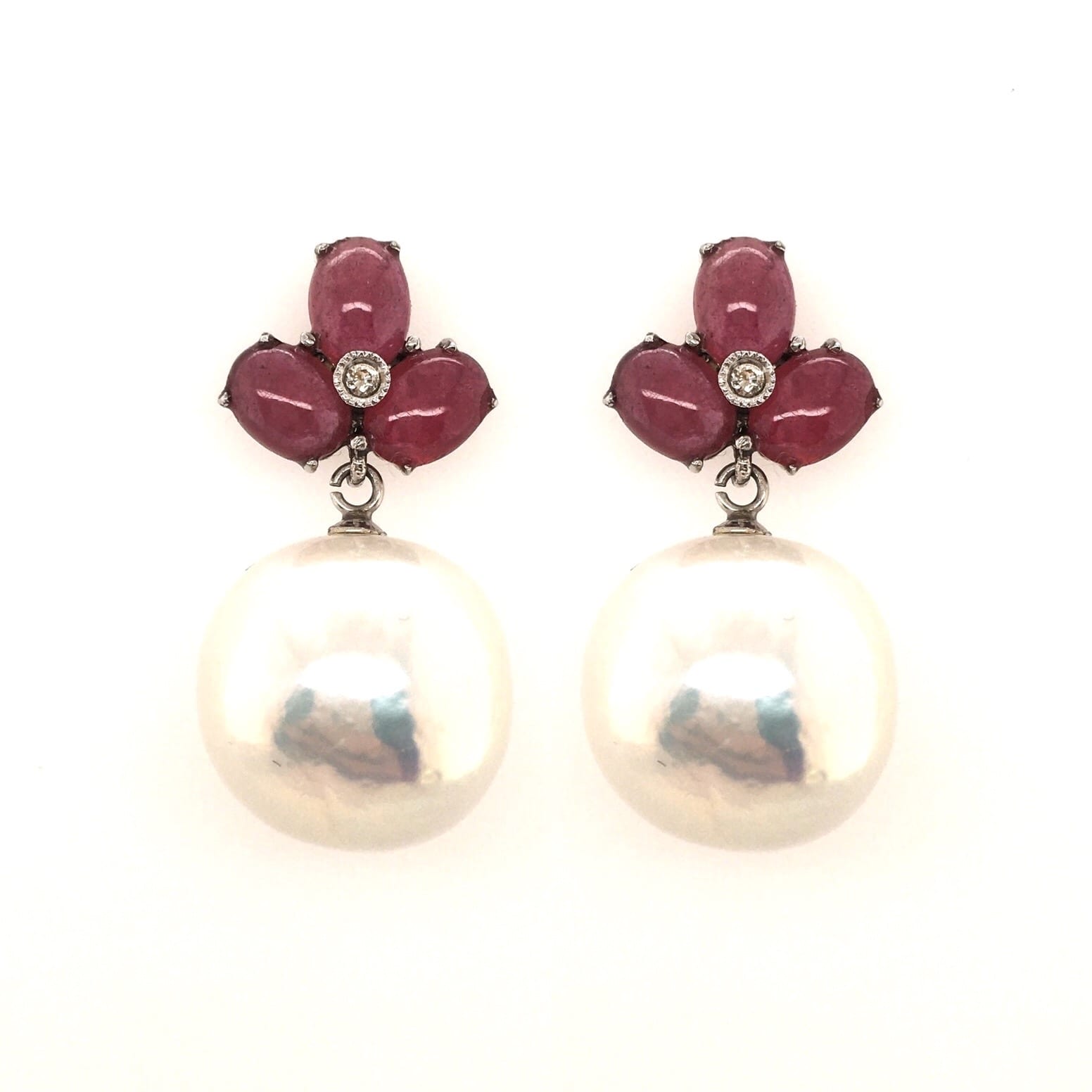 South Sea Pearl Ruby Diamond Earrings