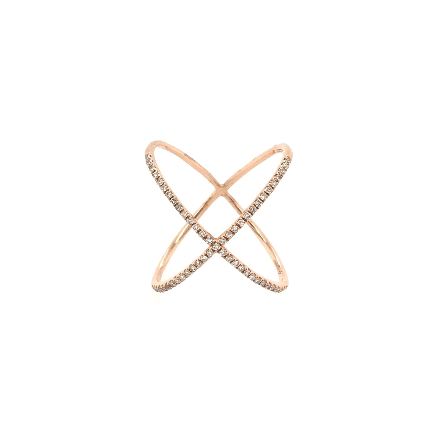 Rose Gold Diamond Open X Ring