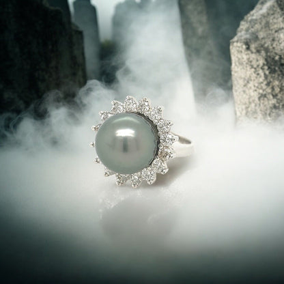 Tahitian Pearl Diamond White Gold Ring