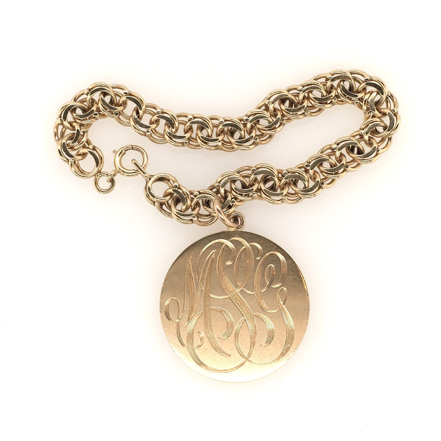 Engraved Gold Disc Bracelet