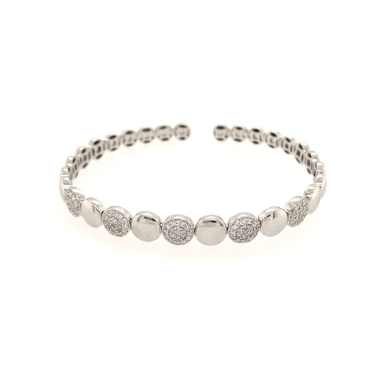 White Gold Diamond Disc Cuff Bracelet