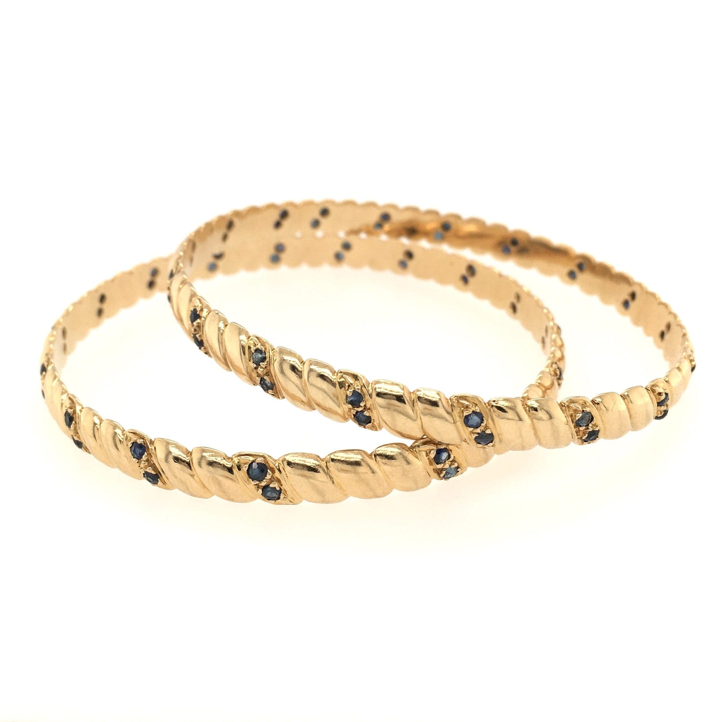 Pair Gold Sapphire Bangles