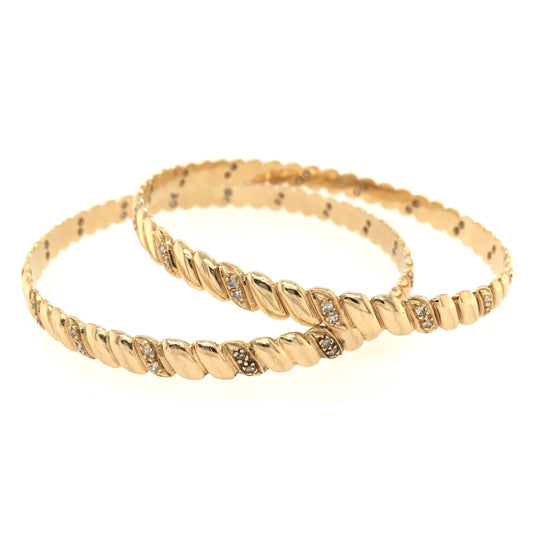 Pair Gold Diamond Bangles