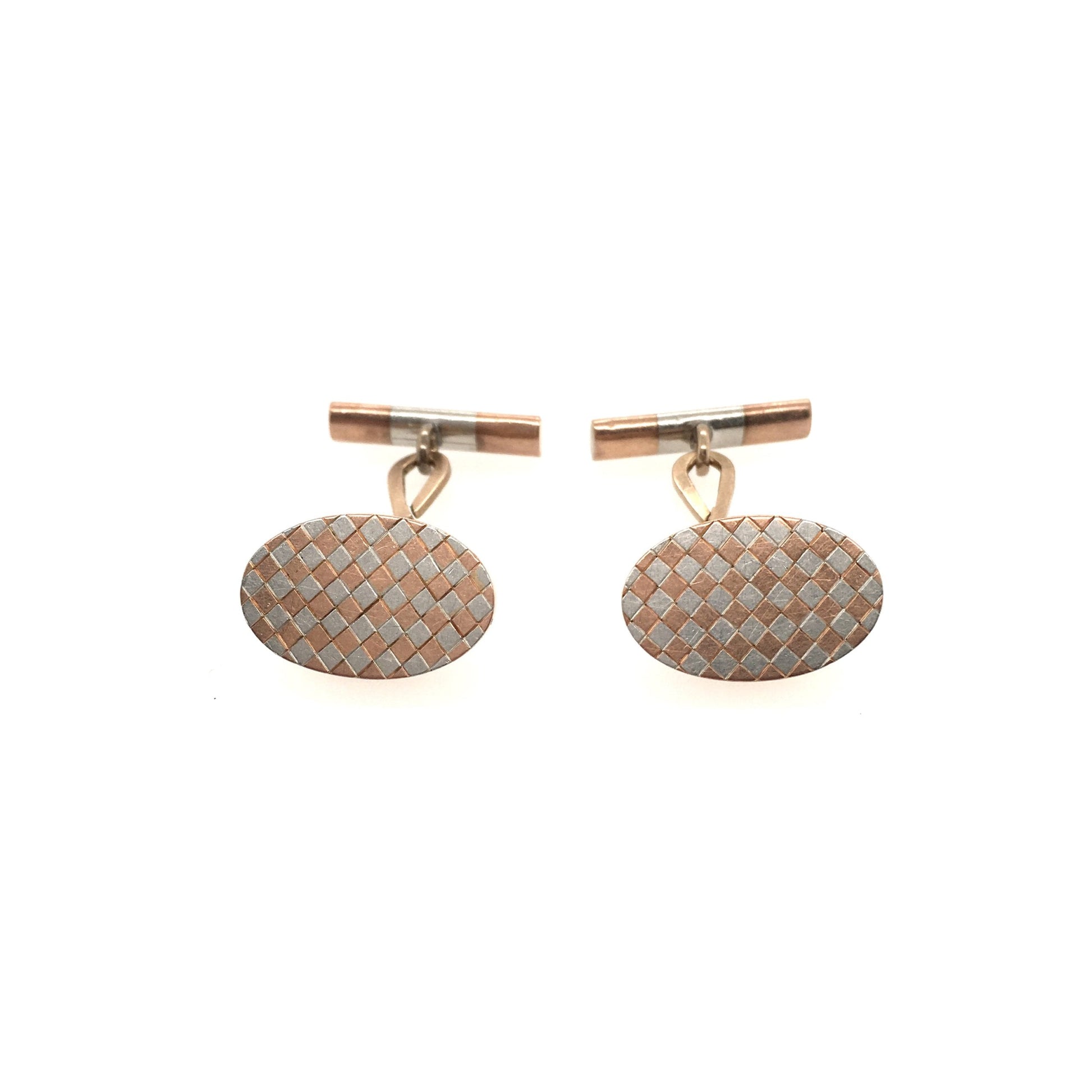 Art Deco Checkerboard Gold Cufflinks