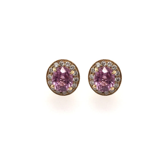 Pink Sapphire Diamond Earrings