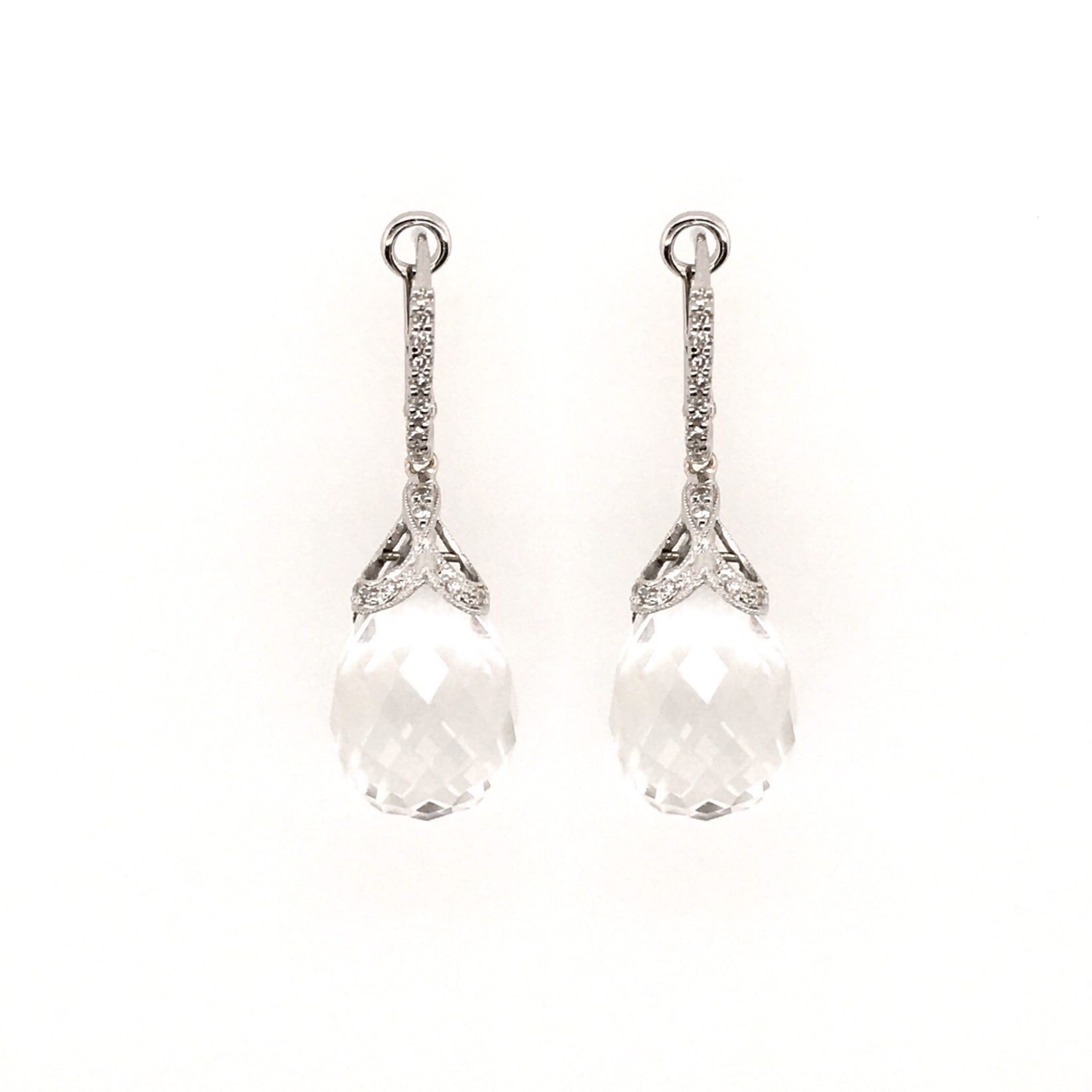 White Topaz Diamond Hanging Earrings