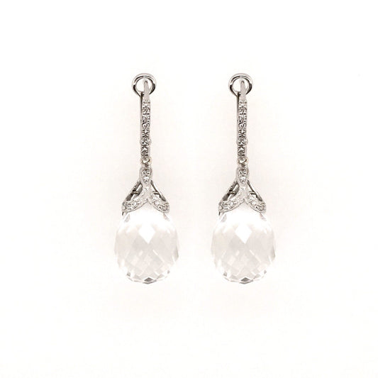 White Topaz Diamond Hanging Earrings