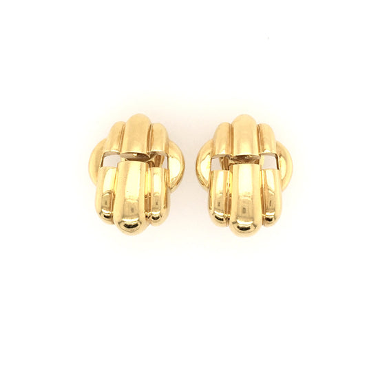 David Webb Fluted Gold Earrings