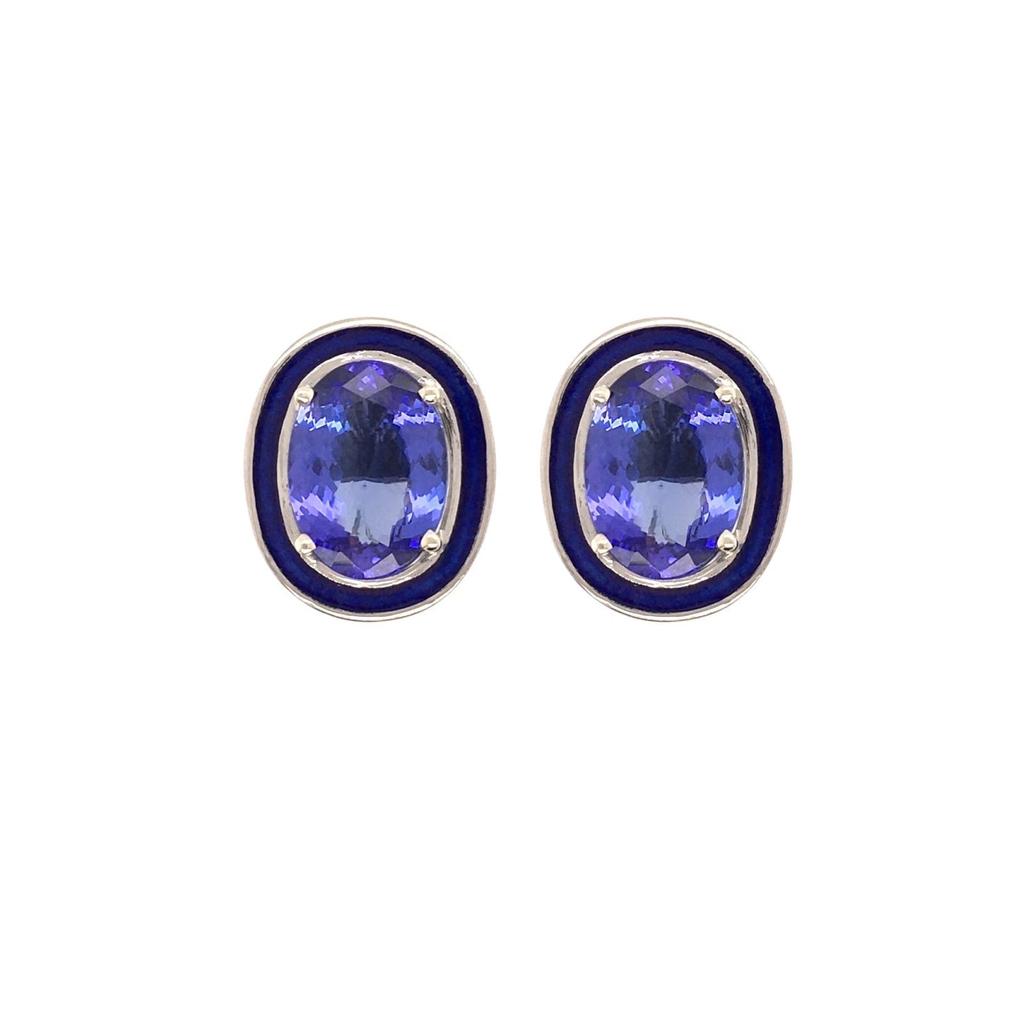 Oval Tanzanite Enamel Earrings