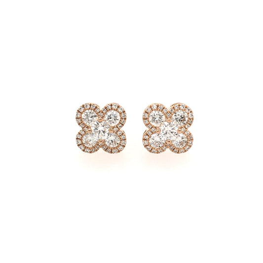 Gold Diamond Quatrefoil Earrings