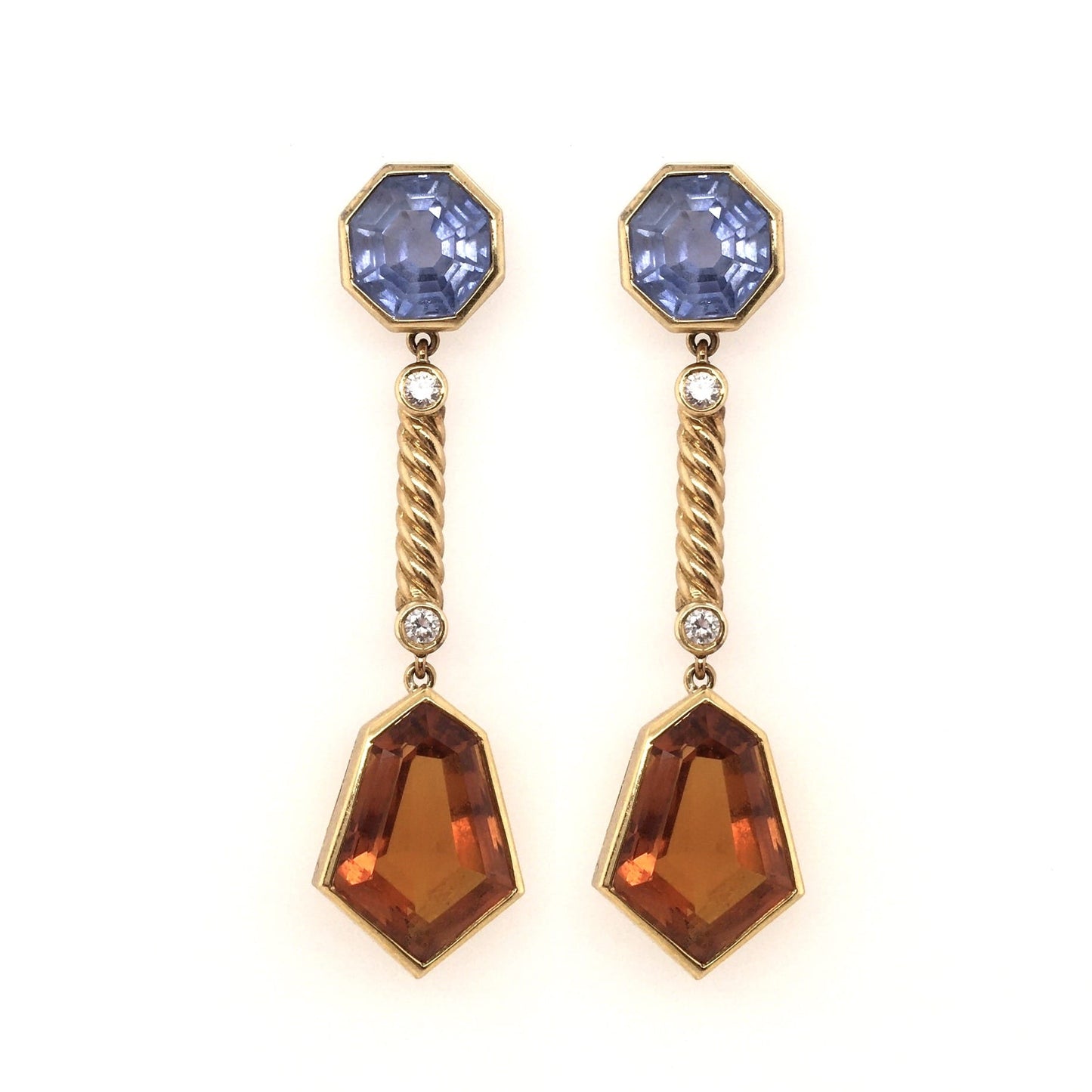 Bulgari Sapphire Citrine Hanging Earrings