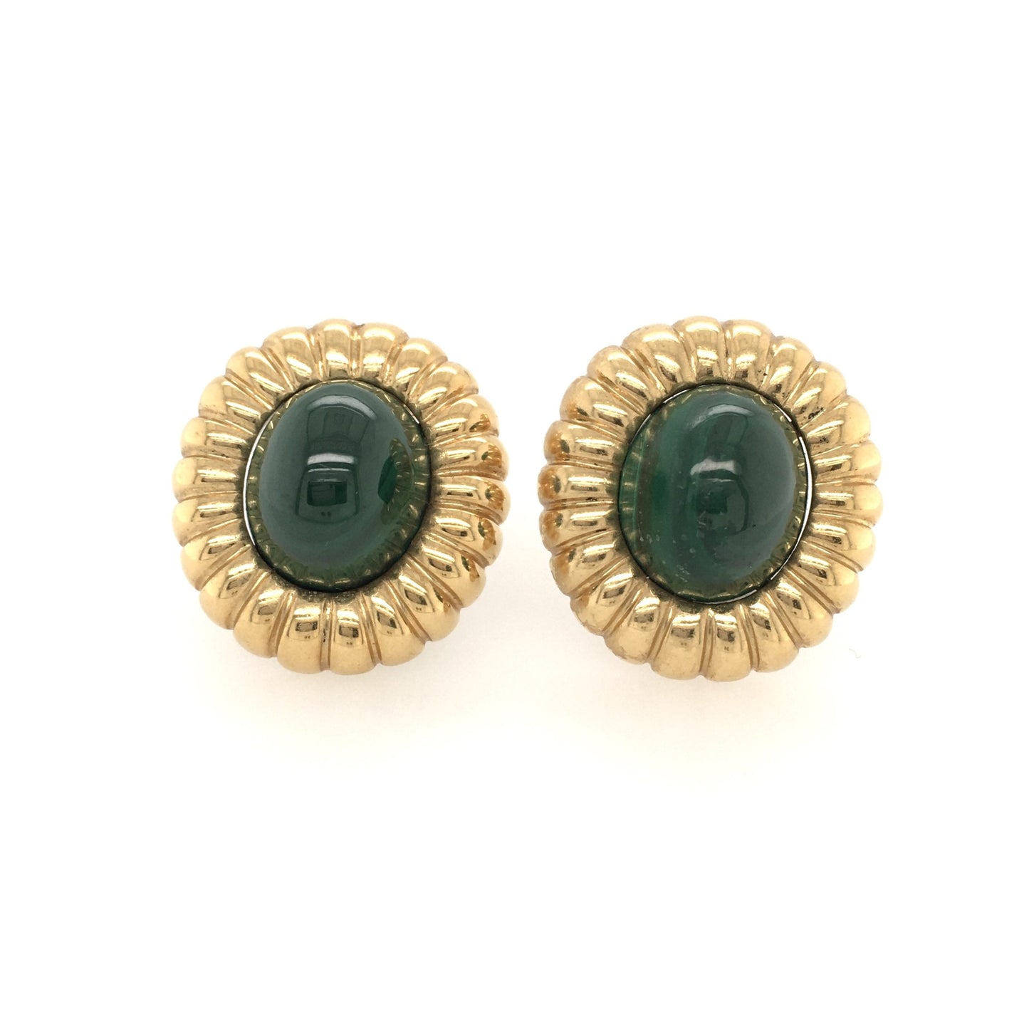 Oval Malachite Earrings