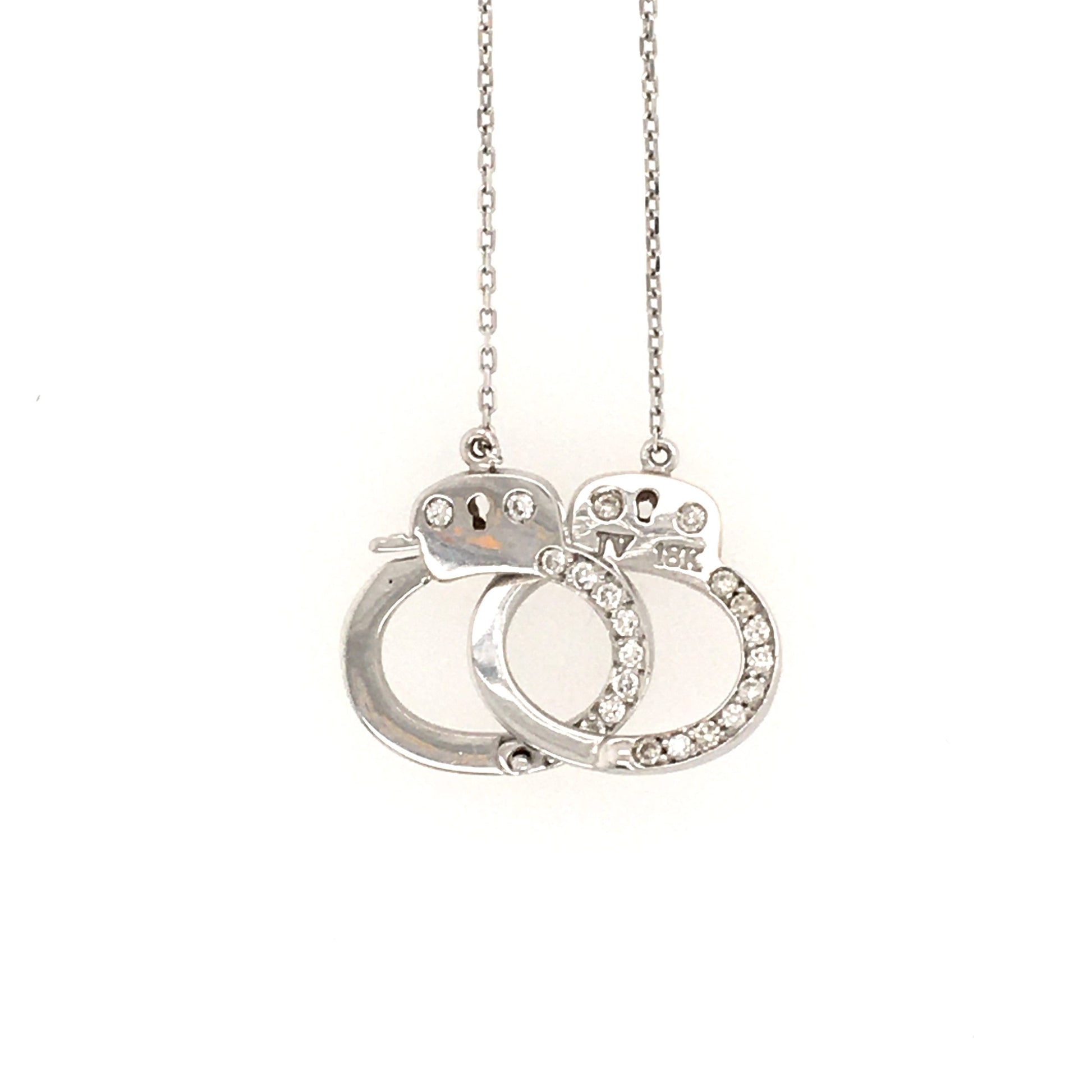 White Gold Diamond Cufflink Necklace