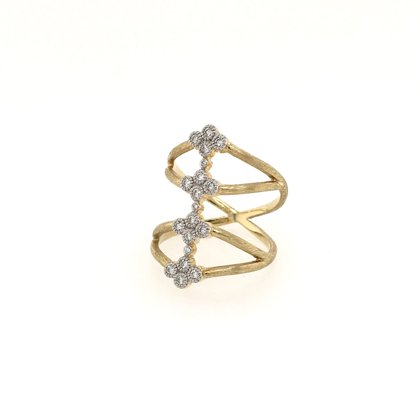 Wide Modern Gold Diamond Ring