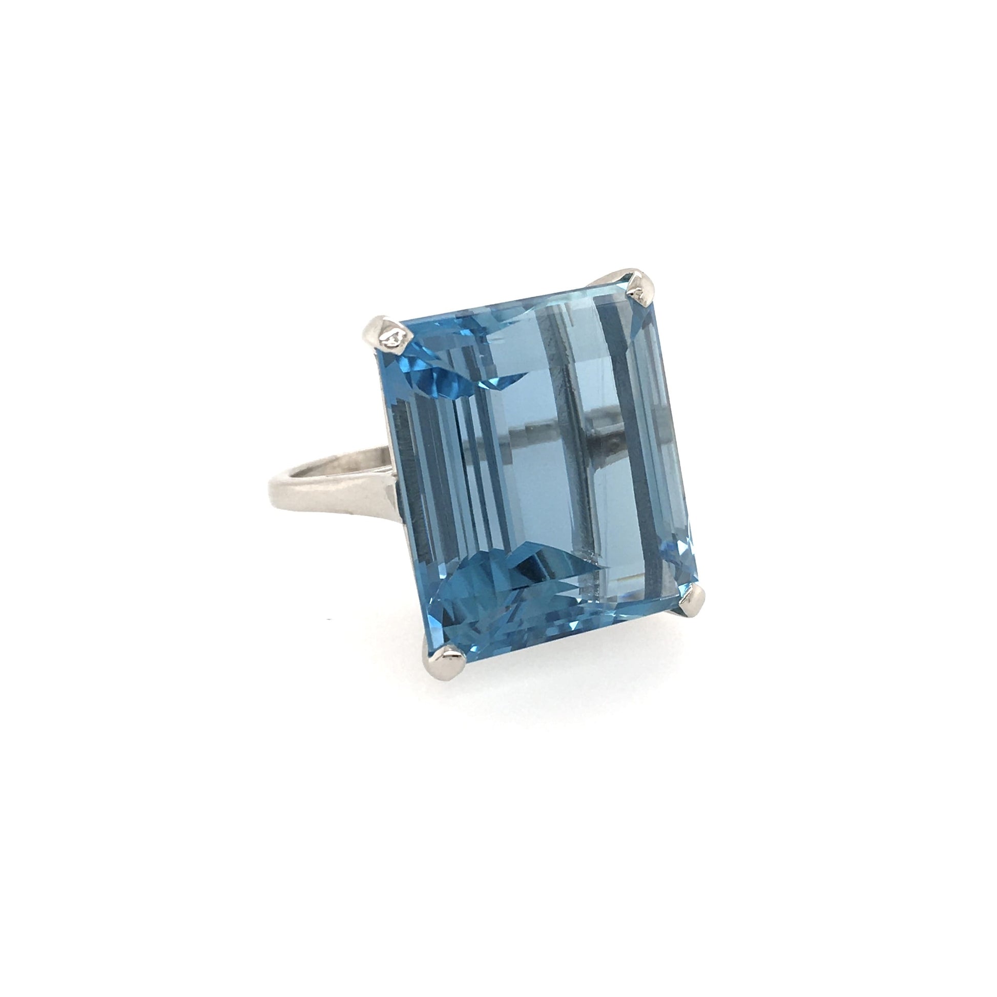 Aquamarine Emerald Cut 28.69 Ring