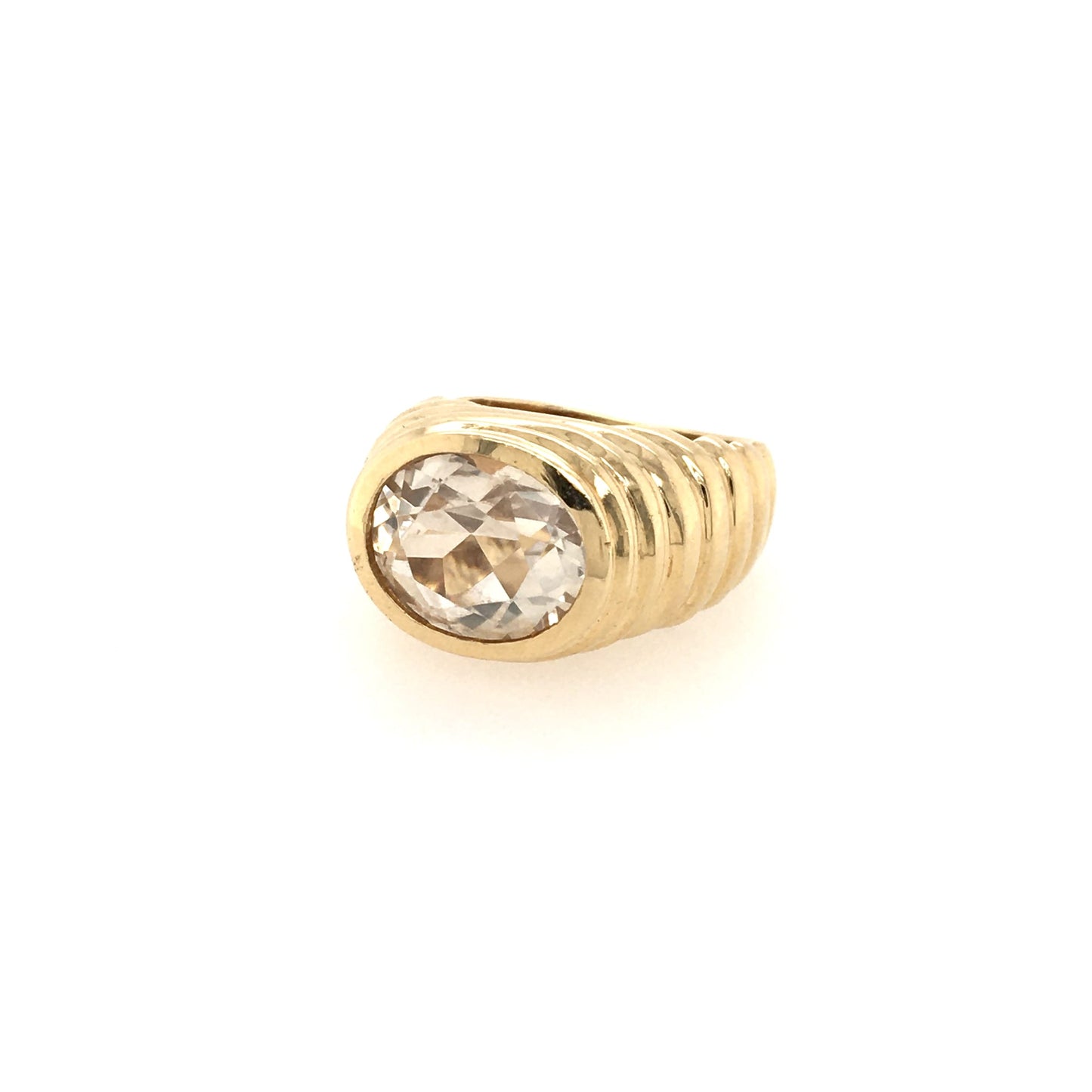 Rock Crystal Gold Bombe Ring