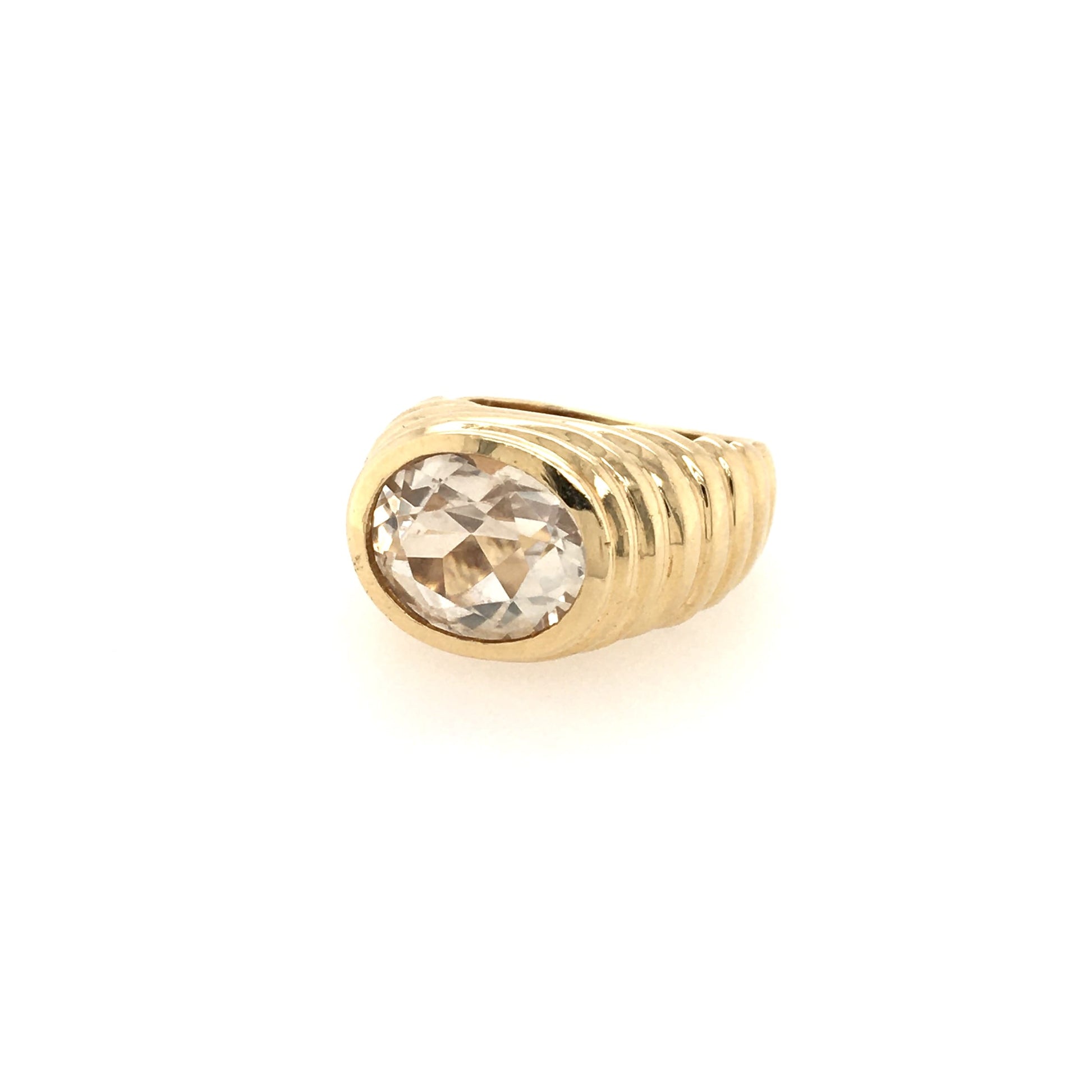 Rock Crystal Gold Bombe Ring