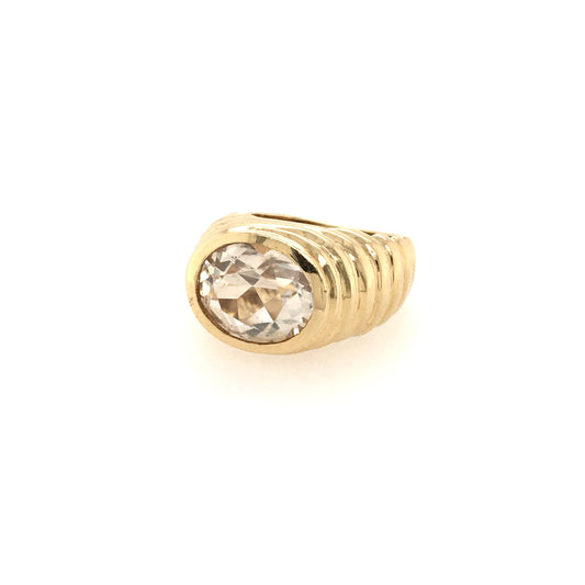 Rock Crystal Gold Bombe Ring