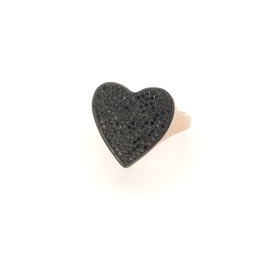 Black Diamond Heart Ring