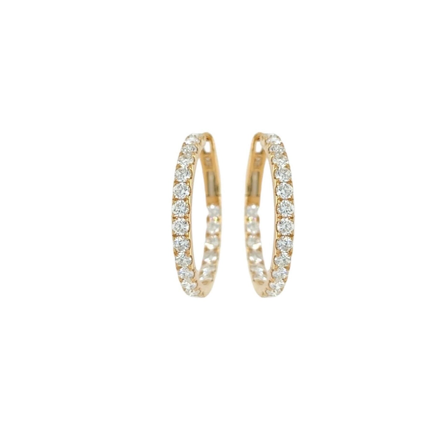 Medium Gold Diamond Hoop Earrings