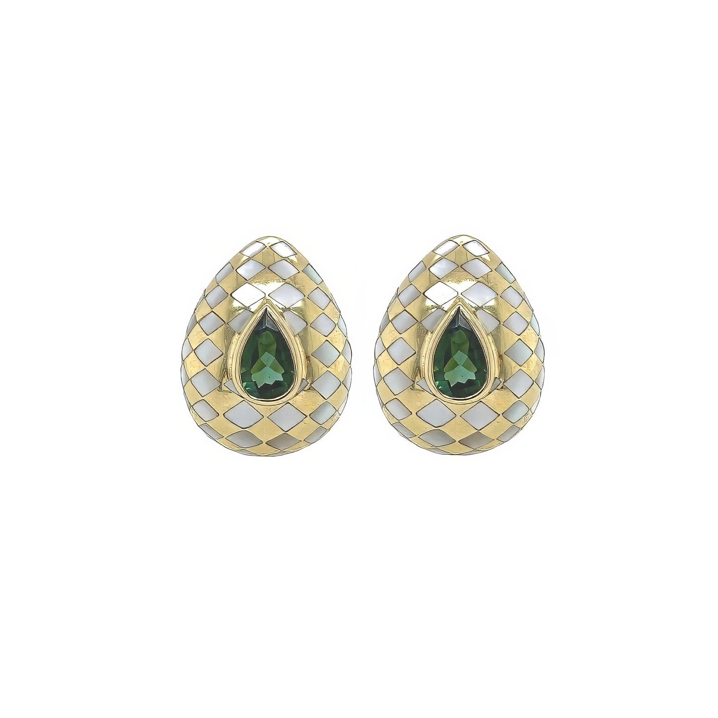 Angela Cummings Green Tourmaline Mother of Pearl Earrings