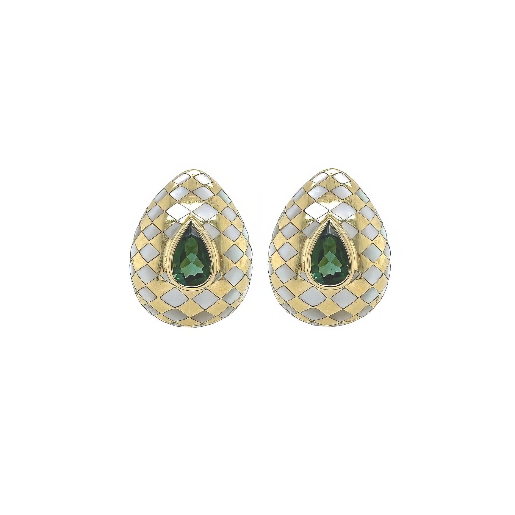 Angela Cummings Green Tourmaline Mother of Pearl Earrings