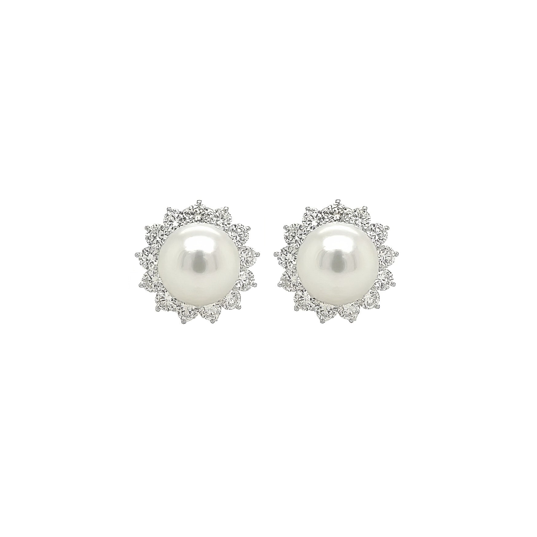 South Sea Pearl Diamond Button Earrings