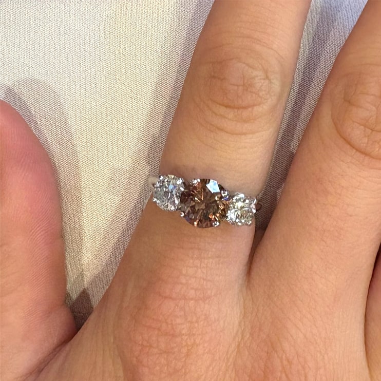 Fancy Brown Diamond and Diamond Ring