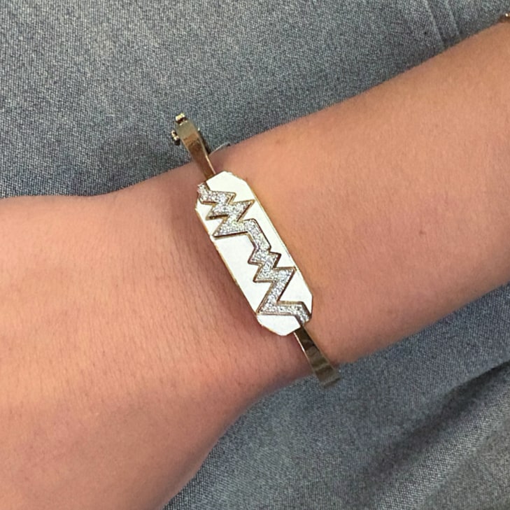 David Webb Skip White Enamel Diamond Bracelet