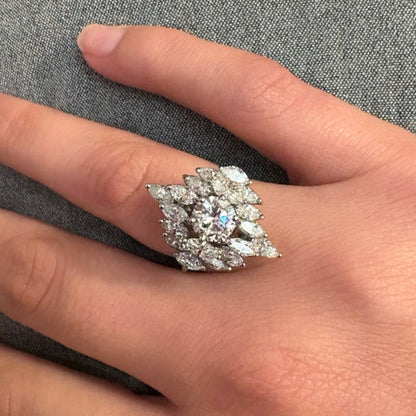 Platinum Diamond Navette Shaped Ring