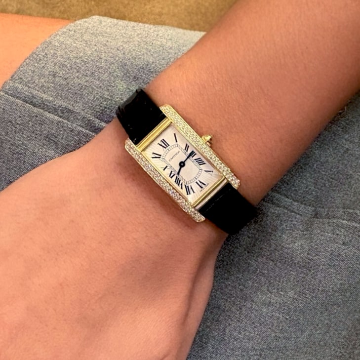 Cartier Tank Americaine Small Gold Diamond Watch