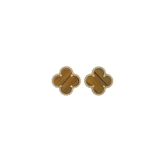 Van Cleef "Vintage Alhambra" Tiger's Eye Earrings