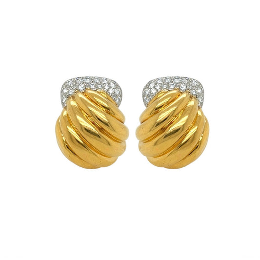 David Webb Gold Diamond Dome Earrings