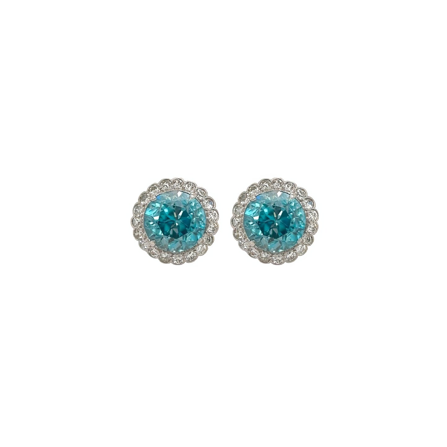 Blue Zircon Diamond White Gold Set