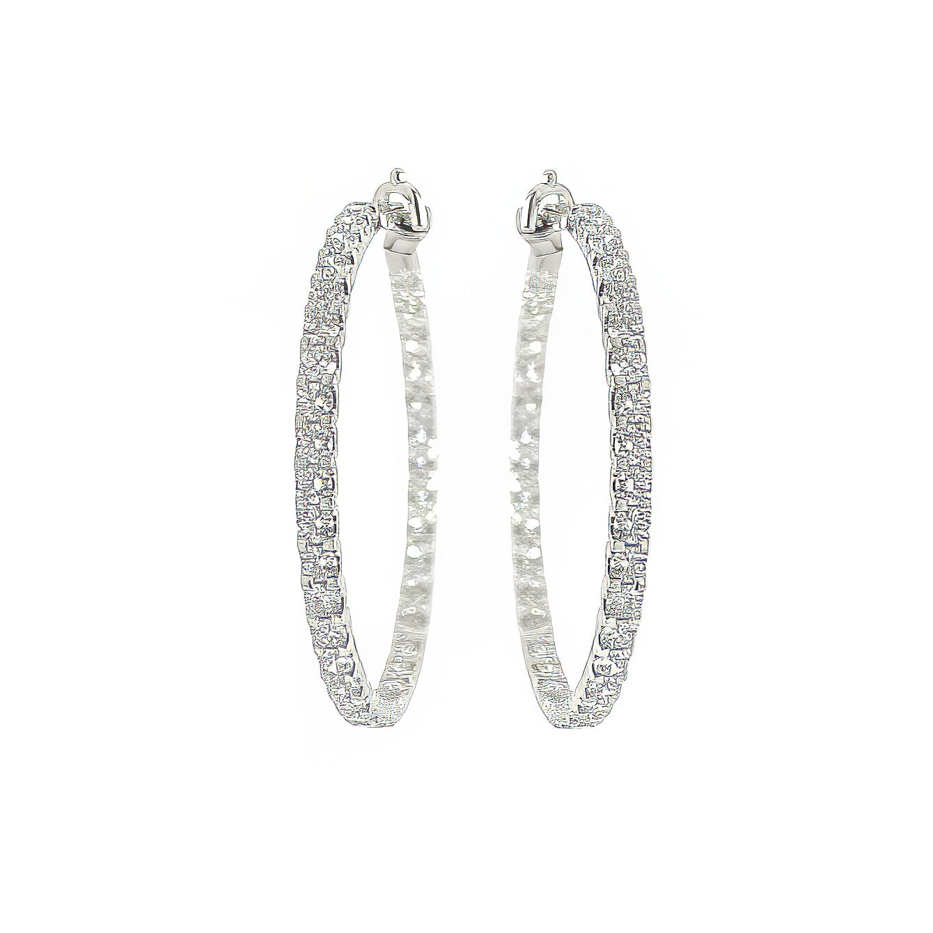 Large White Gold Diamond Hoop Earrings