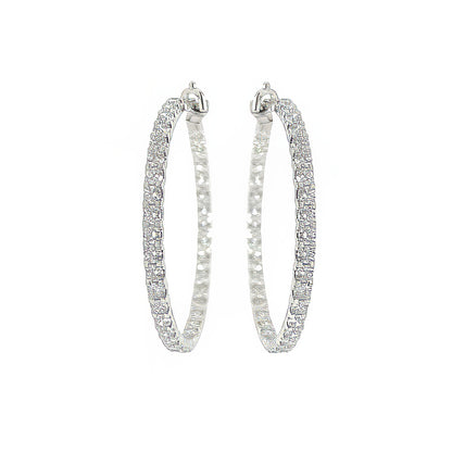 Large White Gold Diamond Hoop Earrings