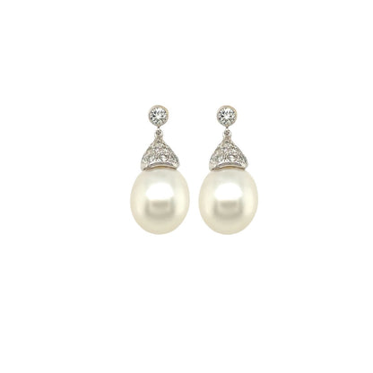 South Sea Pearl Diamond Drop Earrings