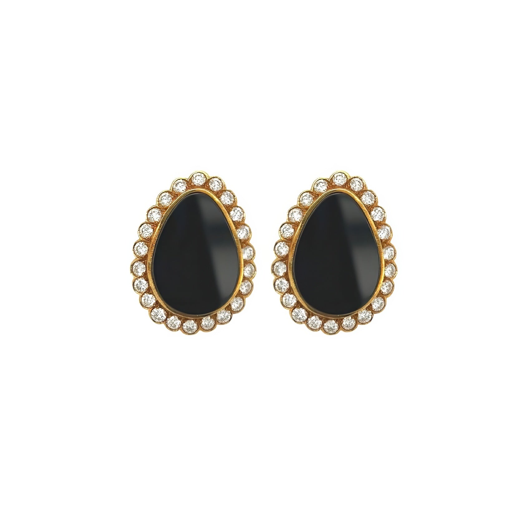 Black Onyx Diamond Drop Shaped Earrings