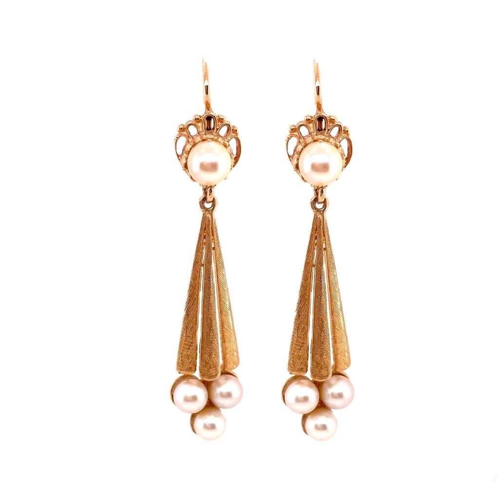 Textured Gold Pearl Drop Earrings